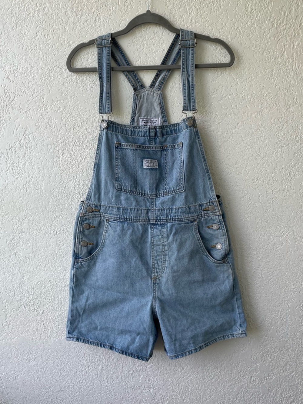 Levi’s Overalls Light Wash Denim Shorts